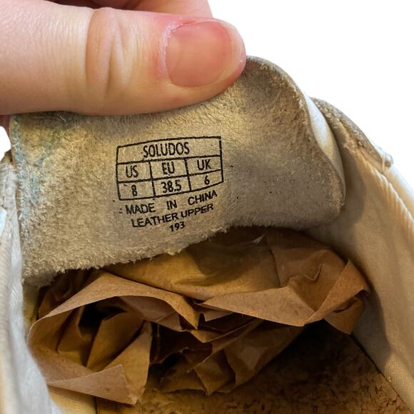 Soludos x Lockhart Embroidery Good Vibes White Leather Rainbow Hippie Shoes Sz 8 - Picture 8 of 16